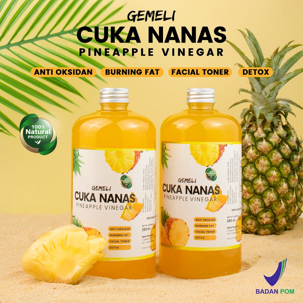 Paket Gemeli Sari Lemon Asli California 500ml Cuka Nanas With Mother 500ml - Gambar 3