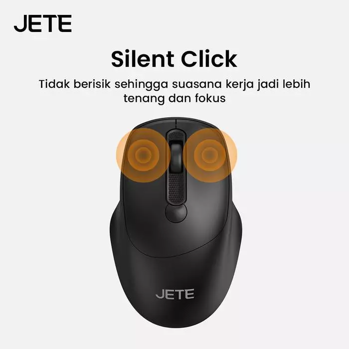 JETE Mouse Wireless Bluetooth Rechargeable MS205 Tanpa Kabel 1600Dpi Ergonomic Silent Click 3 Level DPI untuk Windows & Macbook (RTL) - Gambar 3