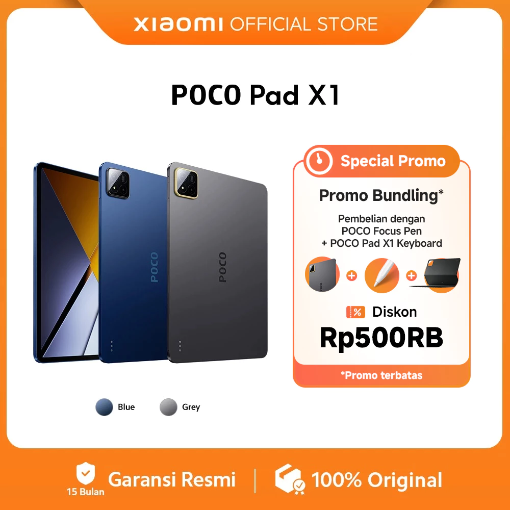 POCO Pad X1 (8GB/512GB) / Layar jernih 3.2K 144Hz / Snapdragon® 7+ Gen 3 / Baterai besar 8850mAh (typ) / Xiaomi HyperAI / Quad speaker dengan Dolby Atmos® [Official Store]