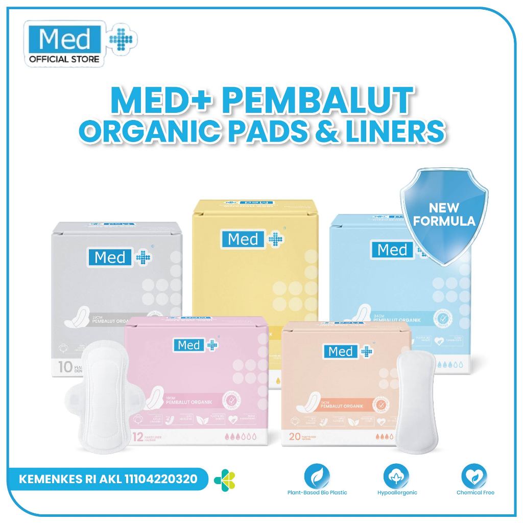 Med+ Organic Pads/Liners / Pembalut Organik (Chlorine free)