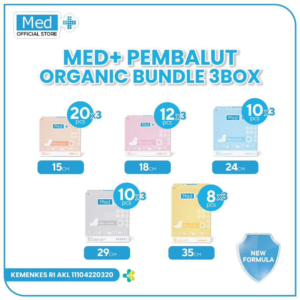 Med+ [ BUY 2 GET 3 ] Organic Pads/Liners / Pembalut Organik (Chlorine free)