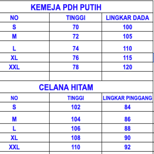 SERAGAM KEMEJA/CELANA PDH PNS PASKIBRA KANTONG 2 LENGAN PANJANG PENDEK - Gambar 2