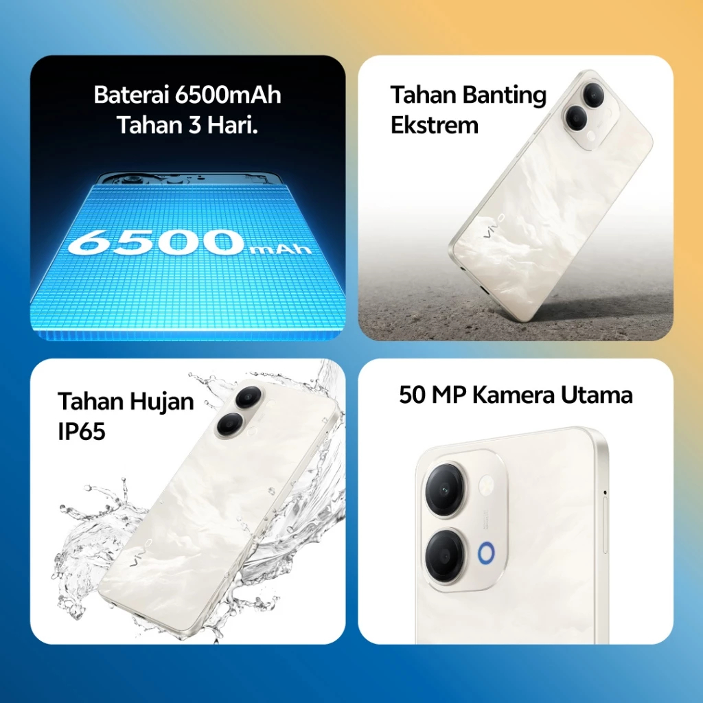[NEW LAUNCH] vivo Y11d - 6500mAh + 44W FlashCharge, Tahan Banting Ekstrem, Tahan Hujan IP65, 50MP Kamera Utama, Layar 120Hz Ultra Terang - Gambar 2