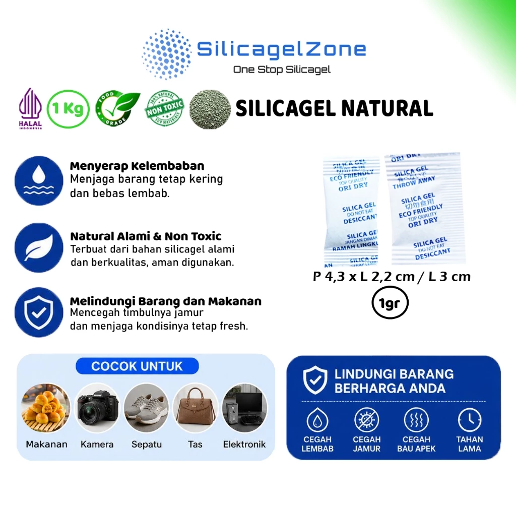 Silica Gel Natural / Silika Gel Natural 1Kg TERMURAH FOOD GRADE - Gambar 3