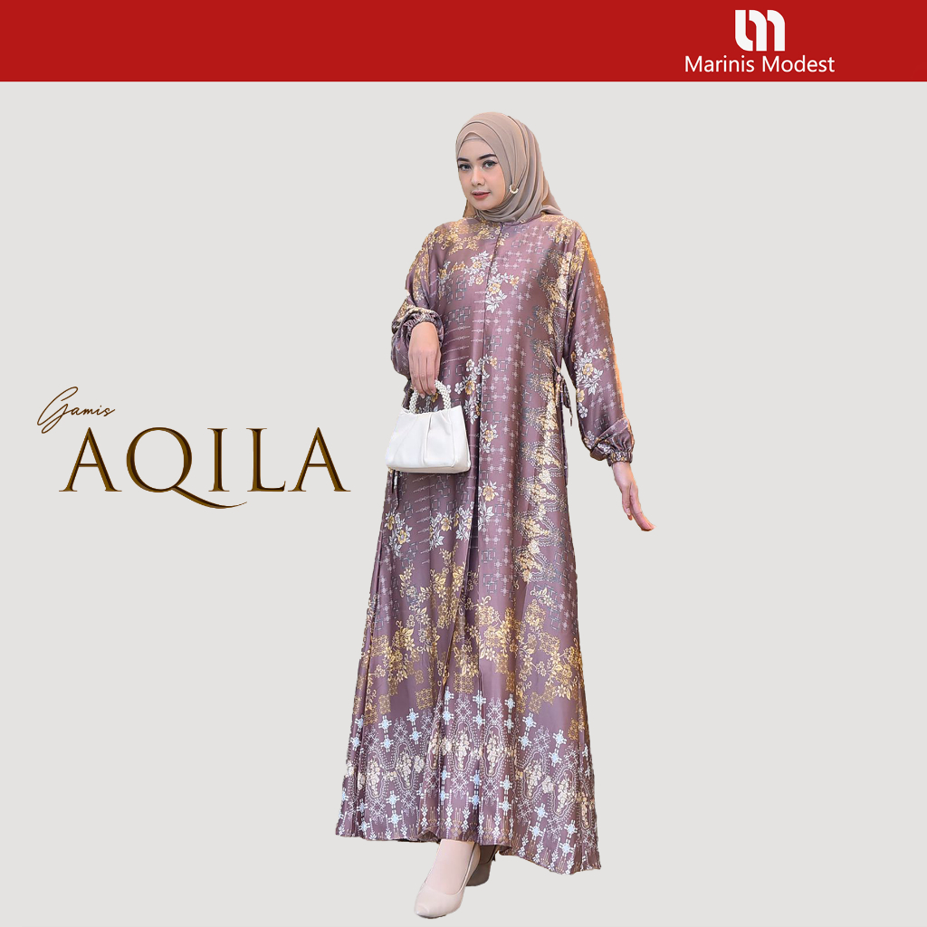 Marinis Modest – Gamis Motif Wanita Muslim Bunsui Friendly Zipper Depan Bahan Aqila Series Warna Dasty Pink - Gambar 2