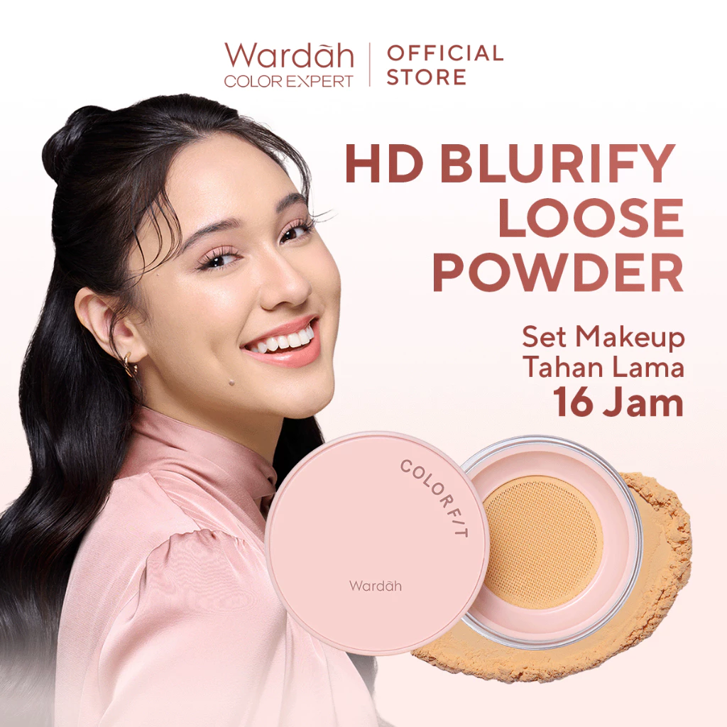NEW! WARDAH Loose Powder Colorfit HD Blurify Loose Powder - Bedak Tabur Tahan Lama 16 Jam Oil Control Tahan Minyak Menyamarkan Pori - CICA, Halal, Non Acnegenic, Non Comedogenic, Dermatologically Tested, All Skin Type,Bedak Sashfir -Makeup