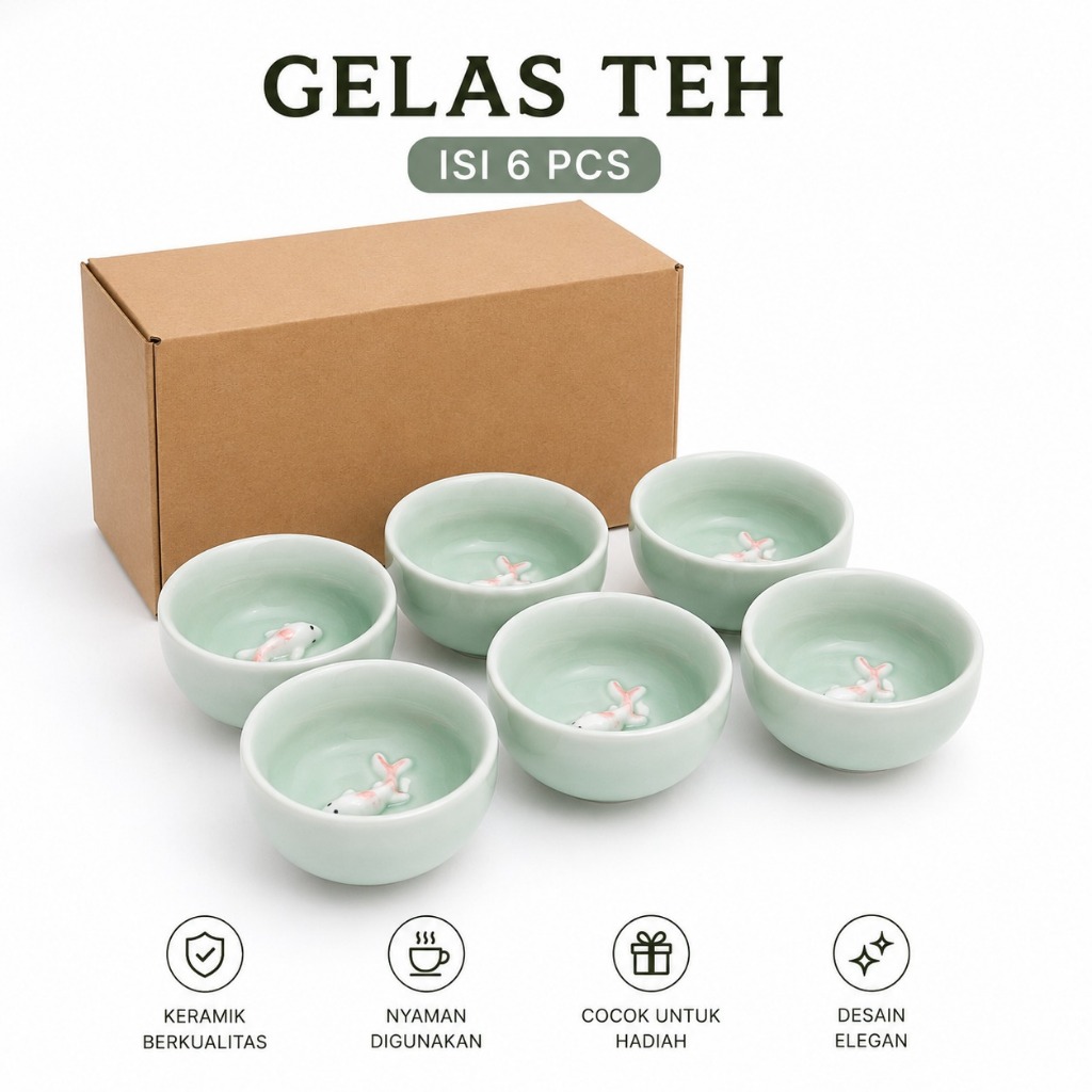 CHINESE TEA POT SET CERAMIC 6 CUP / TEKO TEH CHINA 6 CANGKIR KERAMIK SET / SOUVENIR GIFT CLASSIC