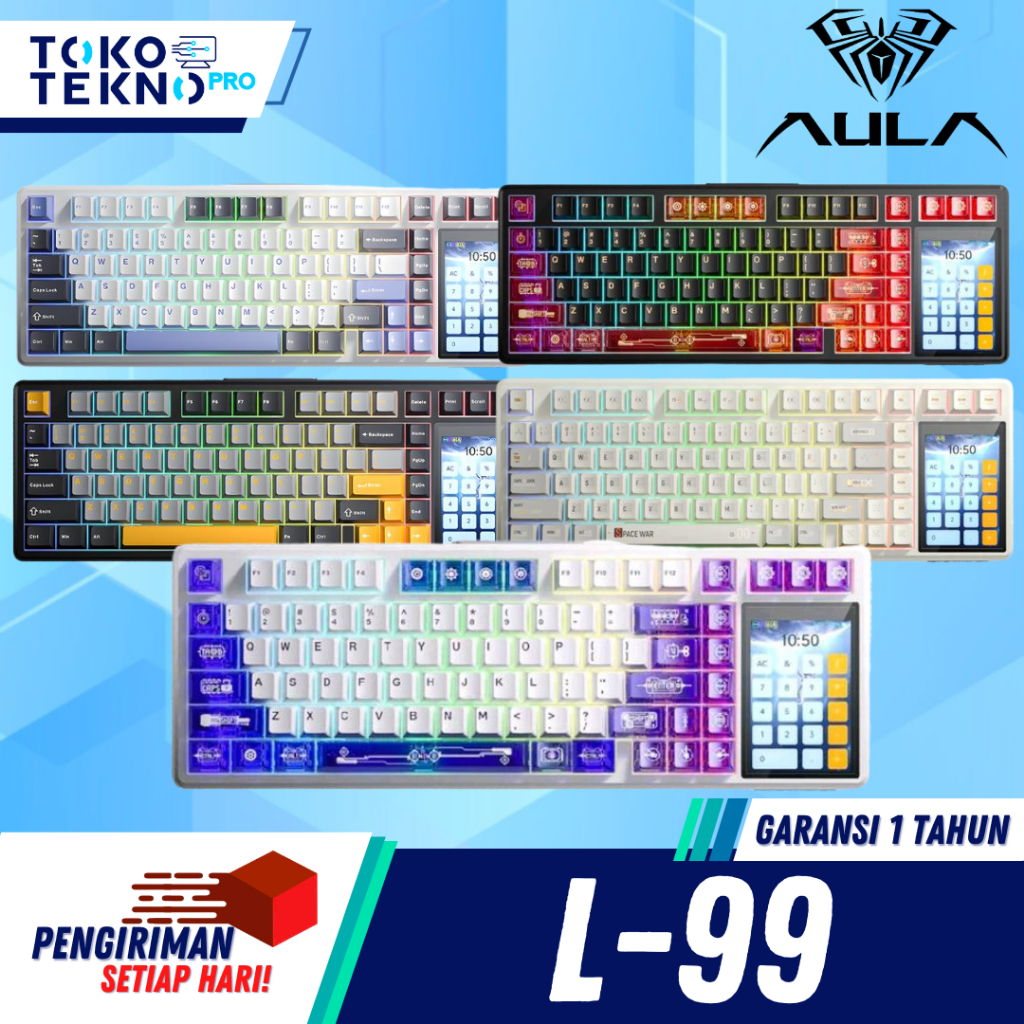 AULA L99 / L-99 Mechanical Gaming Keyboard IPS Touchscreen Display Pad Tri-Mode Connection 8000mAh