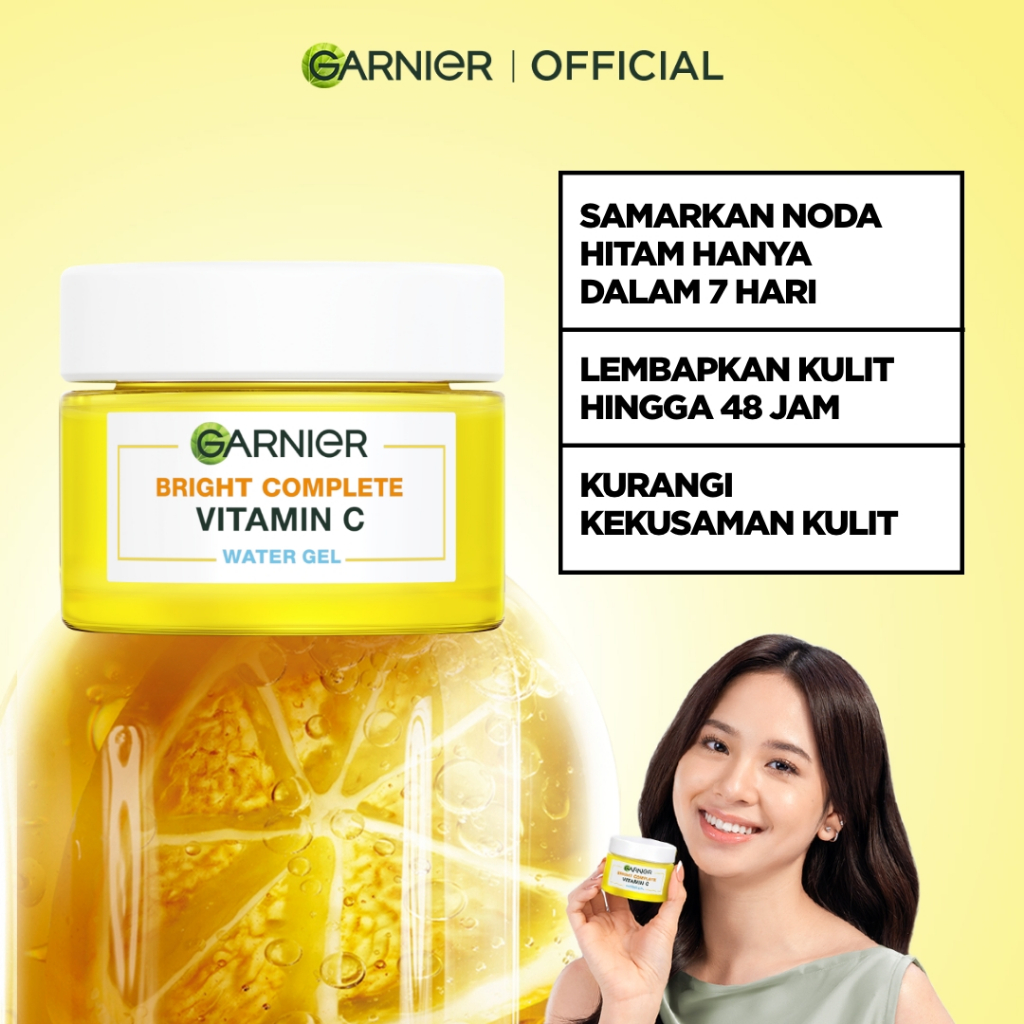 GARNIER Bright Complete Vitamin C Ceramide Barrier Moisturizer Gel 50ml - Water Gel Skincare Pelembab Ringan untuk mencerahkan tone up pelembab wajah cream pemutih wajah glowing cepat - Gambar 4