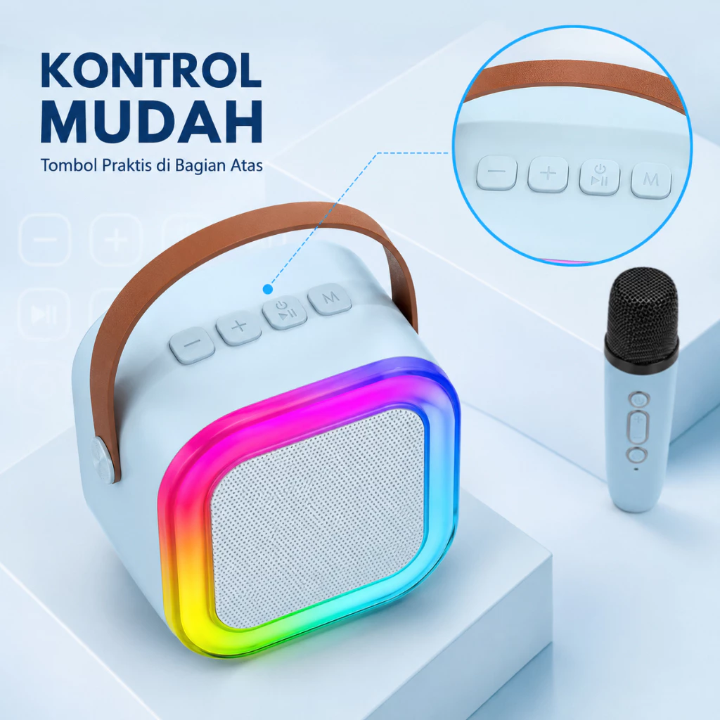 Speaker Bluetooth Mini K12 Bass Keren Portable Bisa Karaoke With 2mic Baterai Tahan Lama Support TF Card - Gambar 4