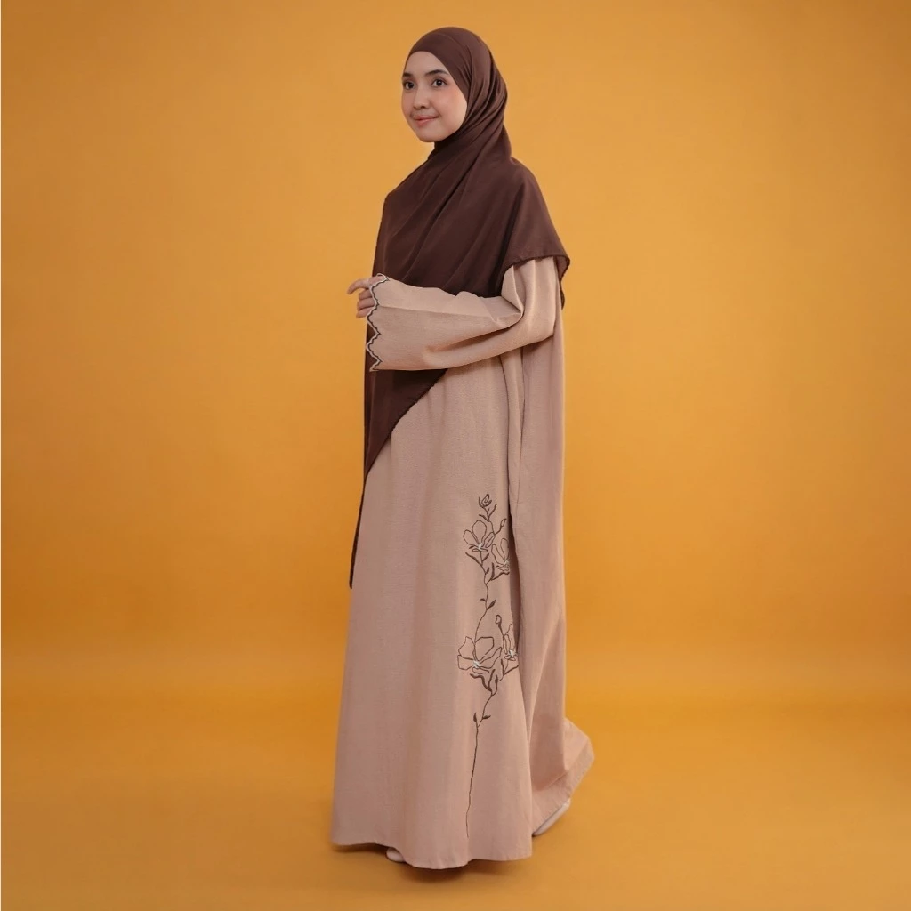 Lozy Hijab - Marwa Embroidery Abaya (Abaya Bordir Bahan Katun Linen Haji dan Umrah)