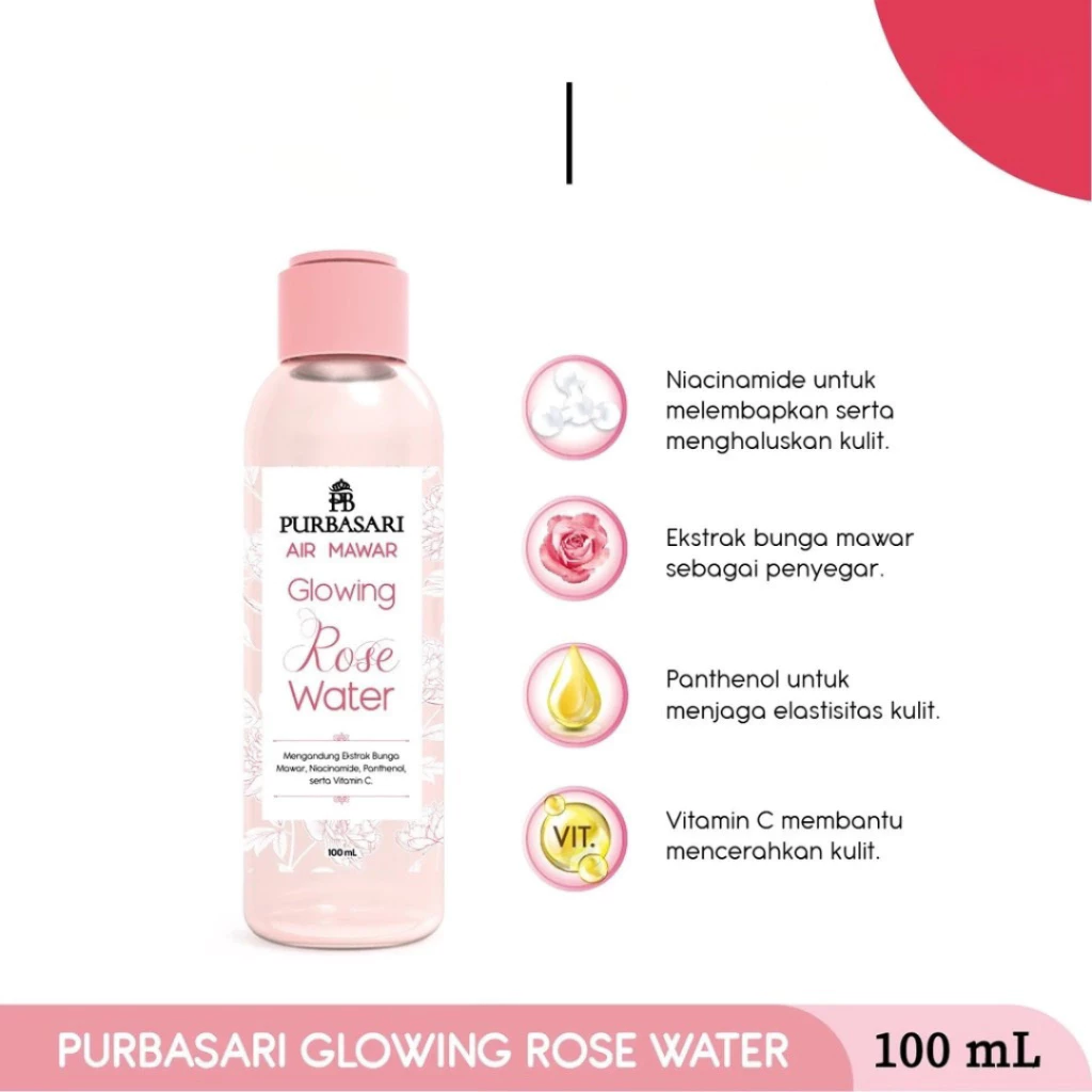 Purbasari Glowing Rose Water 100ML / Distributor Cream Ori - Gambar 3