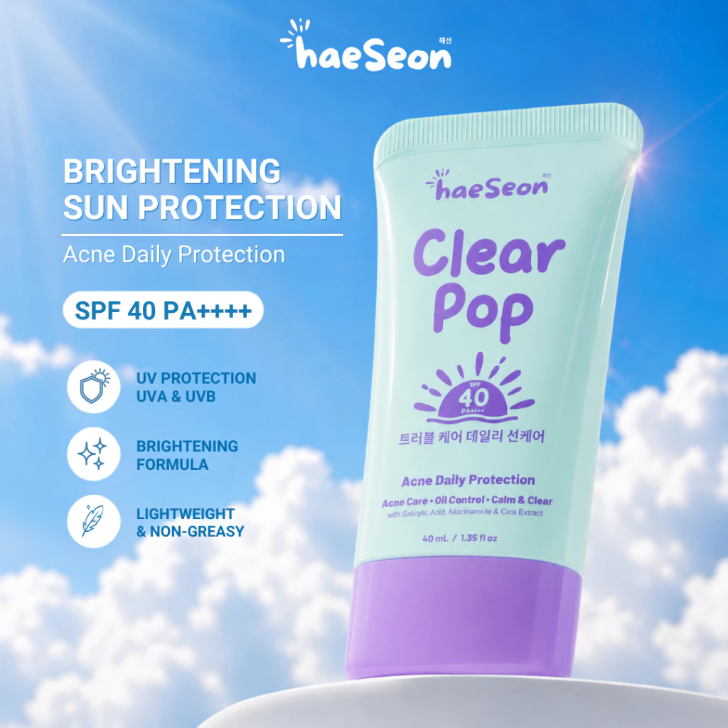 [MAISON MOTIF] Haeseon Clear Pop Daily Sunscreen SPF 40 PA++++ 40ml Acne Care Calming - Gambar 2