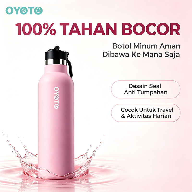 OYOTO Tumbler Botol Minum Portable Bottle Stainless Steel 304 Tahan Panas Tahan Karat With Handle Portable - Gambar 2