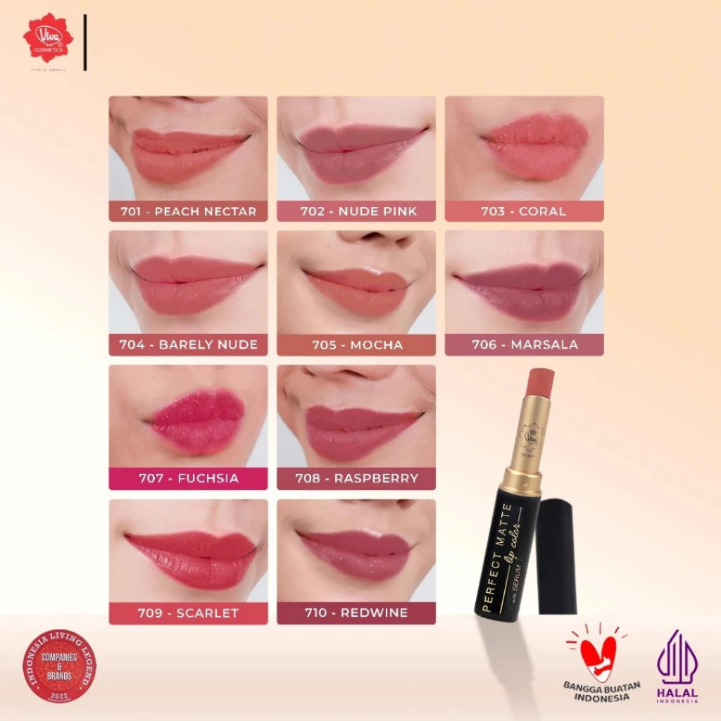 Viva Queen Perfect Matte SERUM Lip Color Series / Distributor Cream Ori - Gambar 2