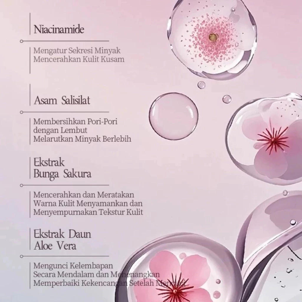 KORMESIC Japan Sakura Brightening & Oil Control Cleanser 50Ml / Distributor Cream Ori - Gambar 4