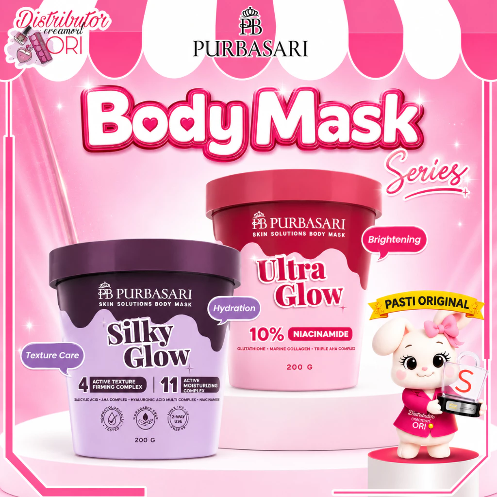 Purbasari Skin Solutions Body Mask Series -200Gr -SILKY GLOW - ULTRA GLOW / Distributor Cream Ori