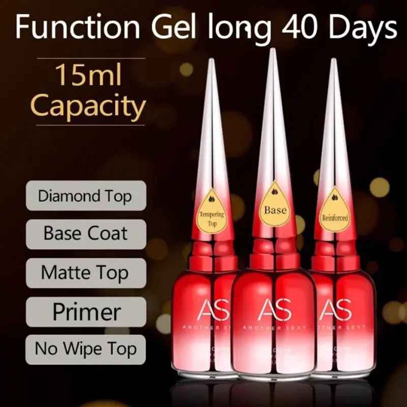 Kutek Gel Base Coat Top Coat Glossy Matte Reinforce Blooming Gel Polish 15ml UV LED Nail Art Murah - Gambar 2