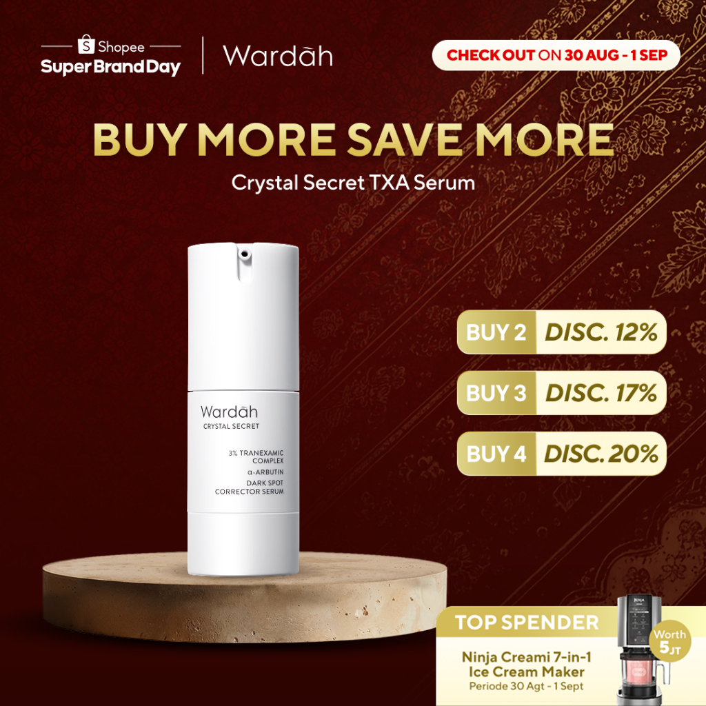 WARDAH CRYSTAL SECRET SERUM NIACINAMIDE Tranexamic Acid TXA + Alpha Arbutin Dark Spot Brightening Serum - Serum Mencerahkan Kurangi Bintik Hitam Bekas Jerawat untuk Semua Jenis Kulit glowing kulit kusam melembabkan - Skincare