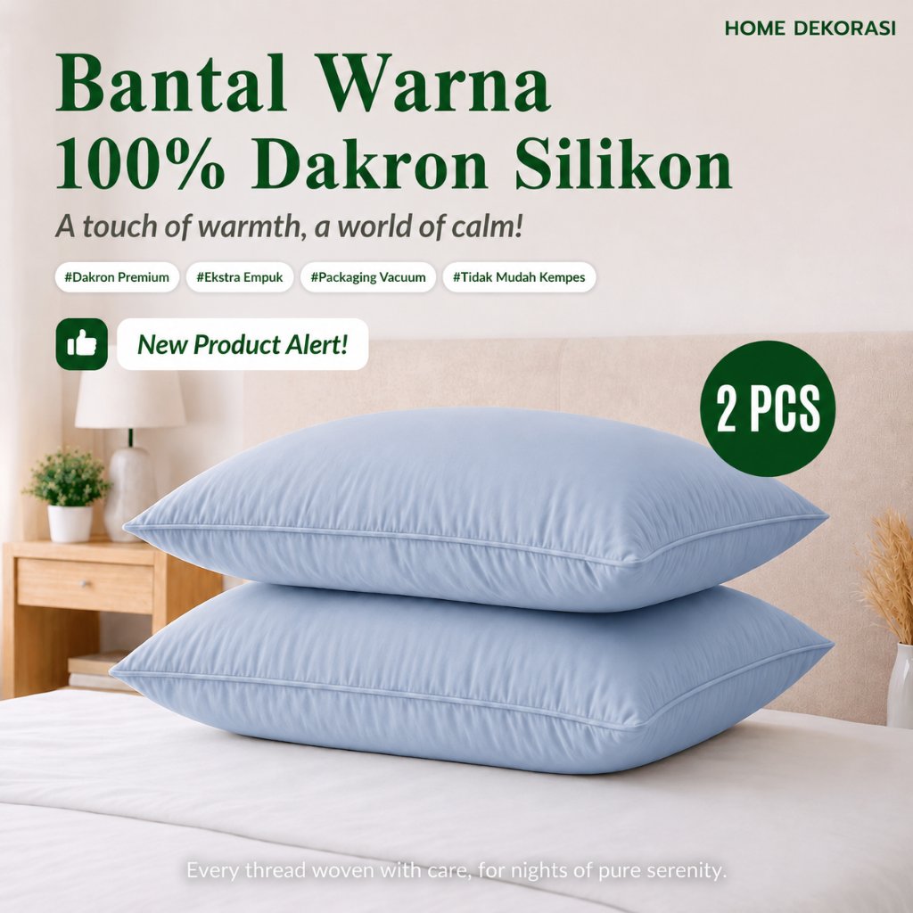 ISI 2 PCS Bantal Hotel Bantal Tidur Dacron Bantal Dacron Silicon 60x40cm Tebal Nyaman Empuk Bisa Dicuci - Gambar 4