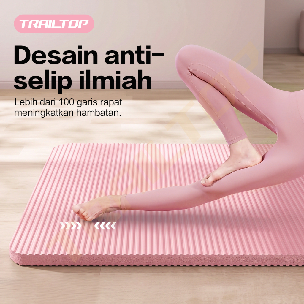 TrailTop Yoga Mat 10mm Extra Tebal 185x80cm Anti Slip Matras Senam Pilates Fitness dengan Tas - Gambar 4