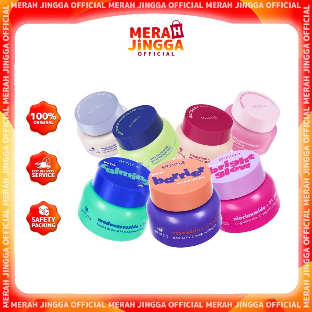 EMINA MOISTURIZER GEL PENCERAH ANTI KUSAM Emina Moist Gel (Bright Glow/PDRN/TXA) / Skincare Pelembap Pencerah Kulit Kusam Anti Bekas Jerawat PIE PIH Plumpy Glowing / Merah Jingga Official