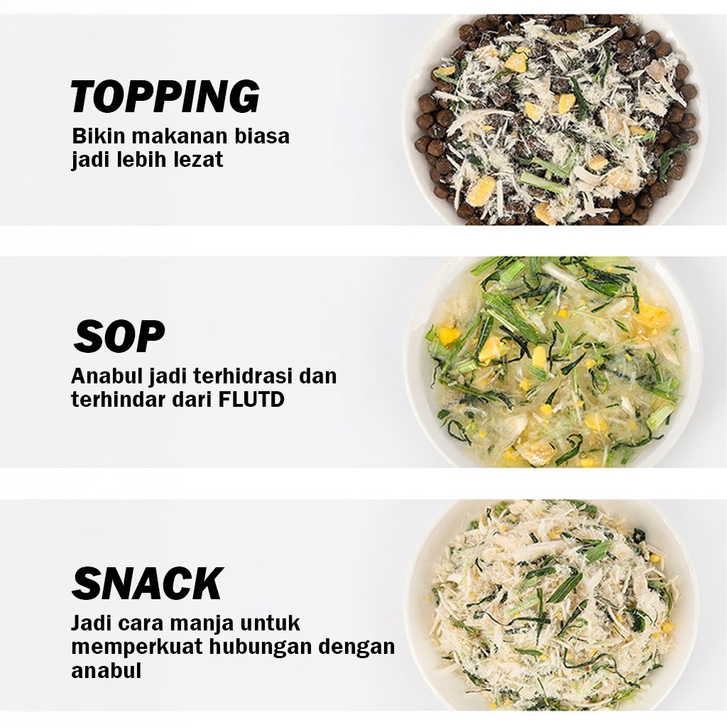 PAWZIO Abon Kucing Paket Bundling 10 Pcs / Abon Topping Makanan Kucing 40gr / Krill Chicken, Cat Grass & Fruit Chicken / Bonus Abon - Gambar 3