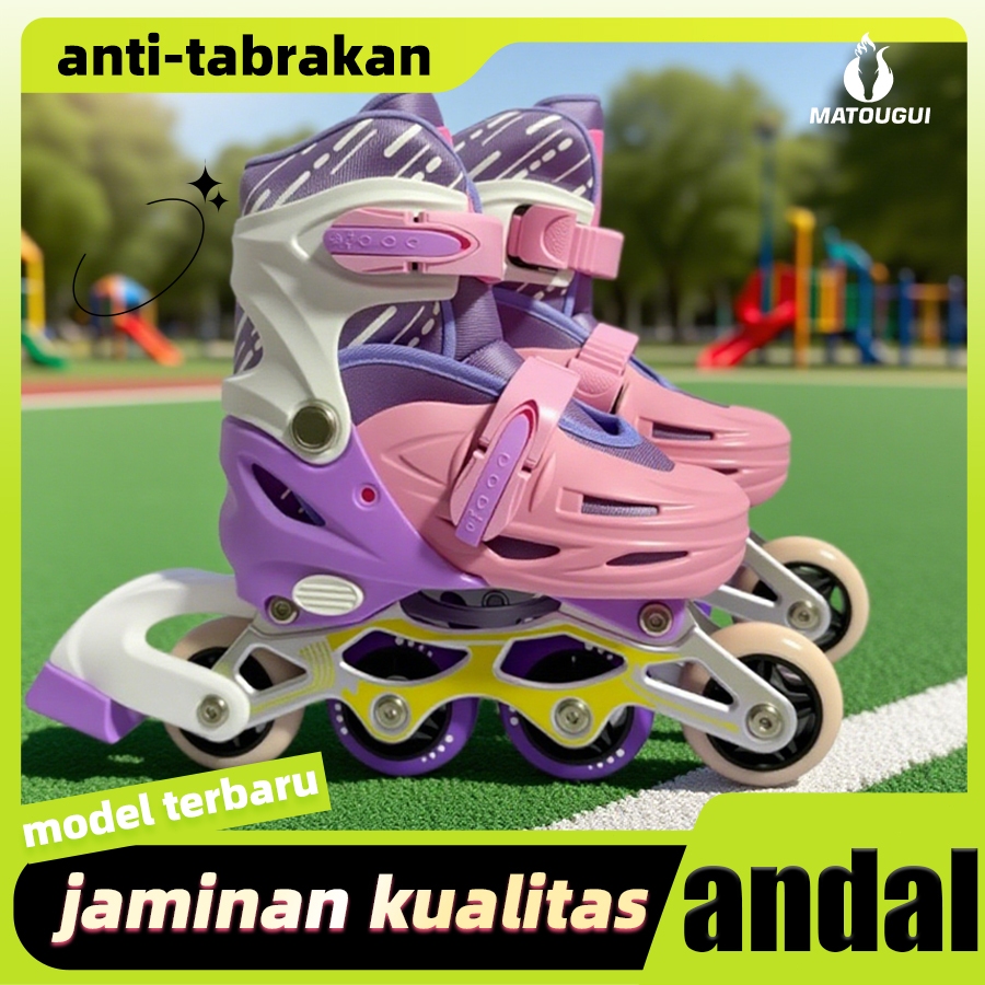 MATOUGUI sepatu roda Oxelo/Sepatu Roda Anak Modifikasi LED –lampu kedip/tidak licin/anti goyang/lnline skate/star/ukuran dapat disesuaikan/pu/gaya bajaj/mode skateboard