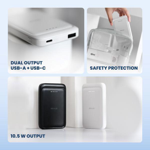 Rexus PBW20 / PBW-20 Power Bank 5000mAh Ultra Slim PowerBank Dual Output 10.5W LED Display - Gambar 2