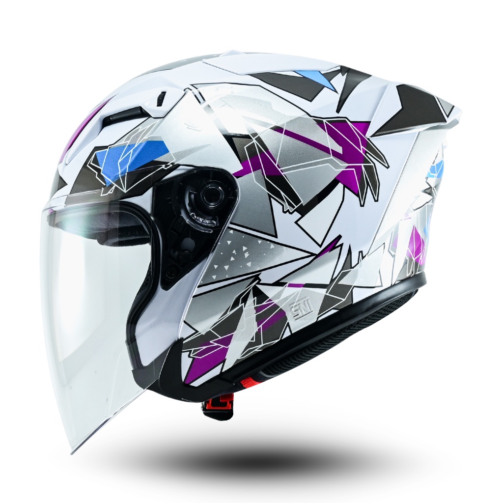Helm Half Face Jitsu Hybrid Motif Terbaru SNI Visor Clear Sporty