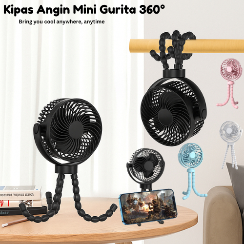 【BIG.ST88】Kipas Angin Mini Gurita 360° Stroller Bayi Portable Air Cooler Fan USB Tripod Rotating 3 Speed Wind