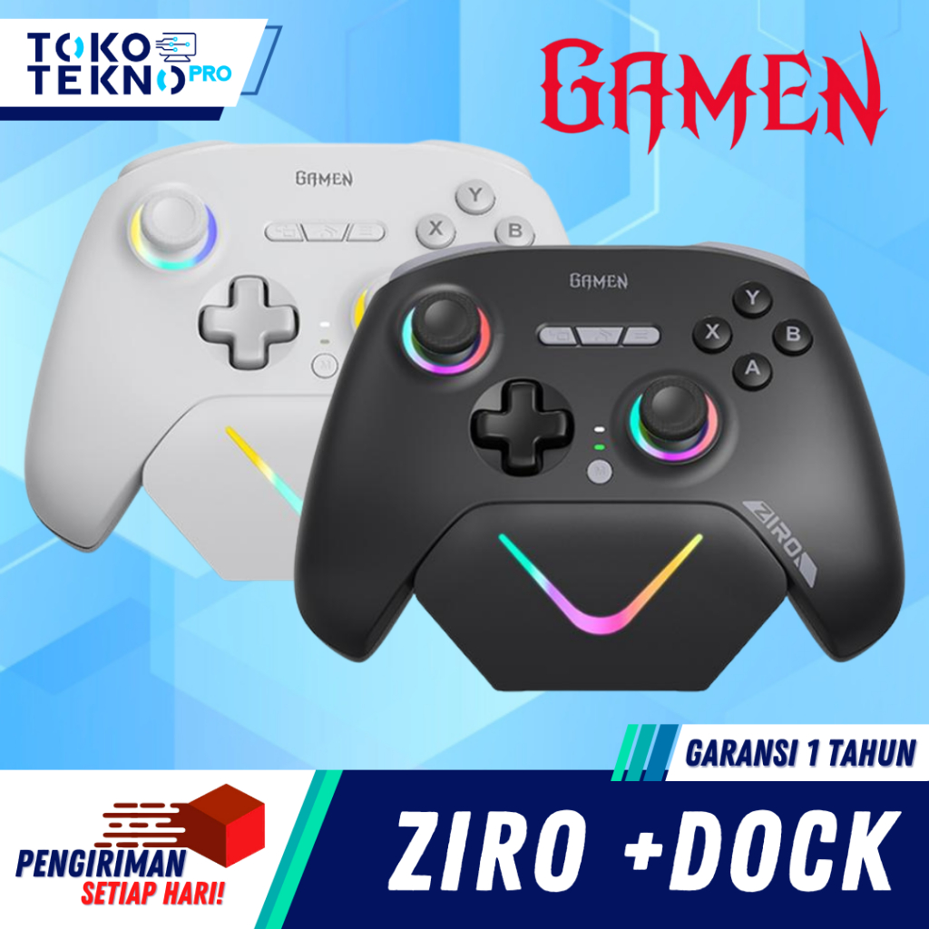GAMEN Ziro Gamepad 3 Mode Koneksi RGB Light Joystick Hall Effect & Tombol ABX 1000Hz Polling Rate