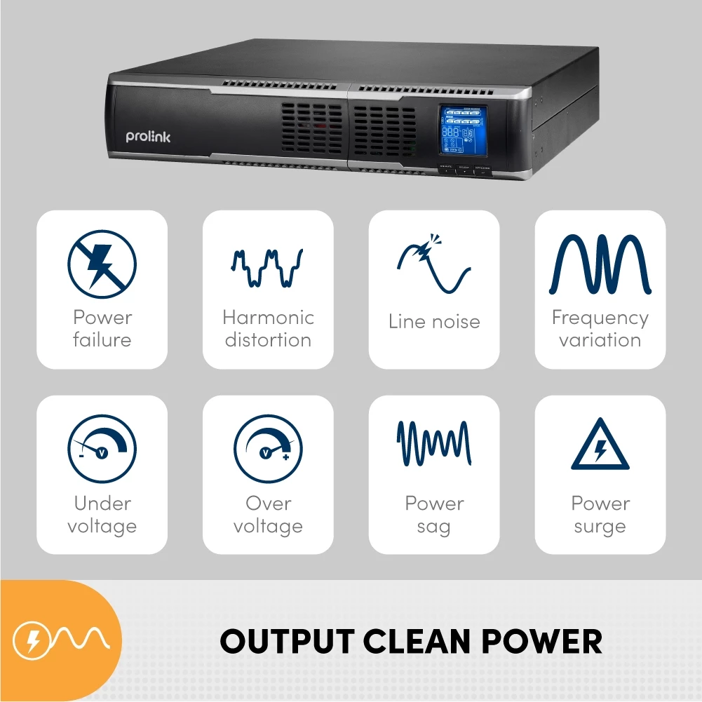 Prolink Rackmount Online UPS PRO801ERS 1000VA 900Watt Uninterruptible Power Supply+Stabilizer - Gambar 4