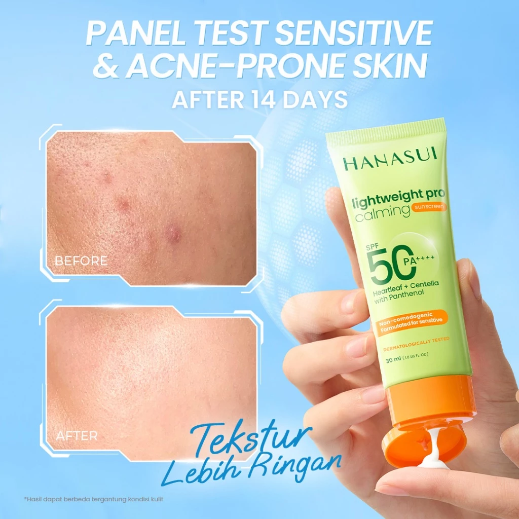 Hanasui Lightweight Pro Calming Sunscreen SPF 50 - Sunscreen Kulit Sensitif & Jerawat - Non Comedogenic 0% Alcohol & Perfume - Gambar 3