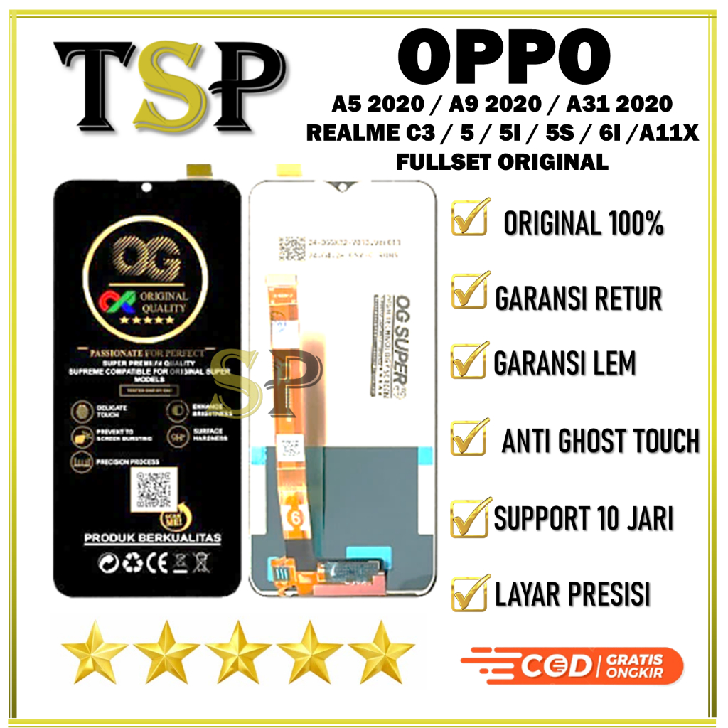 LCD OPPO A5 2020 / A9 2020 / A31 2020 / REALME C3 / 5 / 5I / 5S / 6I / A11X FULLSET LCD ORIGINAL 100%