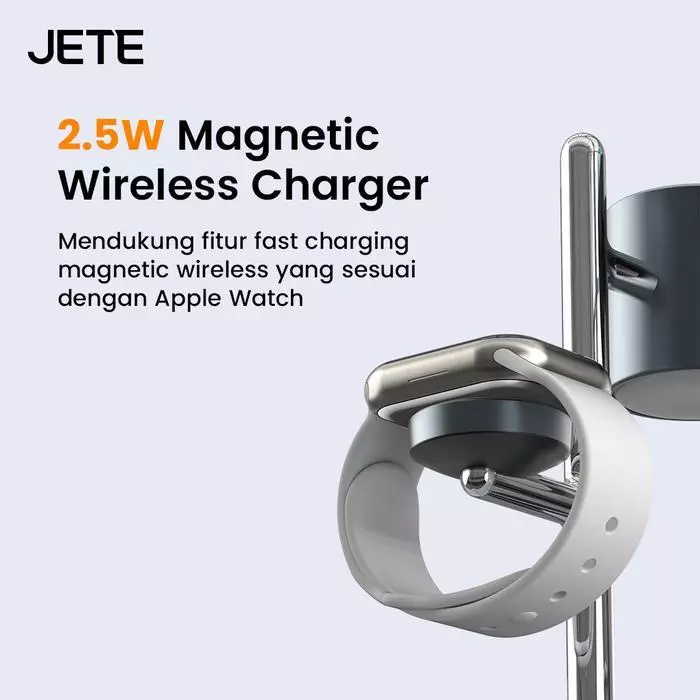 JETE iEW301 Pengisi Daya Nirkabel Magnetik 15W Qi2 3 in 1 dengan Lampu Pemegang Magnetik untuk iPhone Airpods Watch Proteksi FOD Distribusi Daya Pintar - Gambar 4