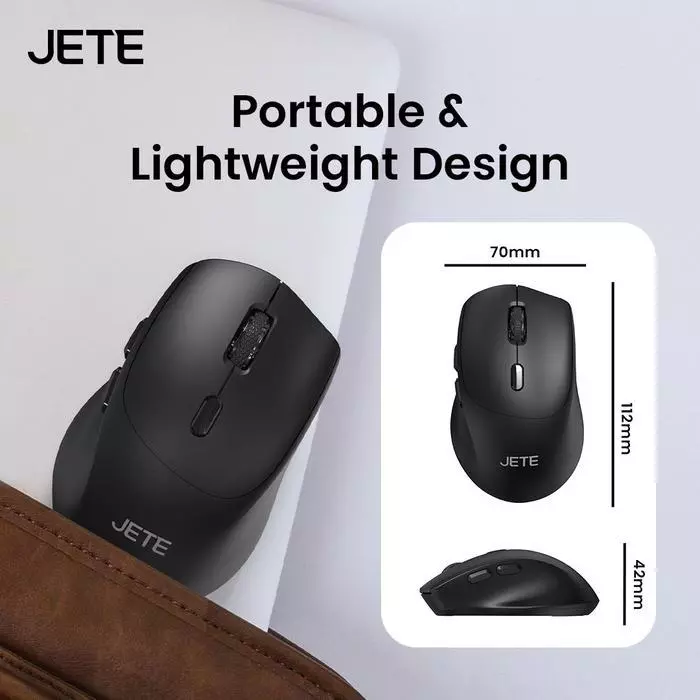 JETE Mouse Wireless MS203 1600Dpi Ergonomic dengan USB Dongle 2.4 Ghz Silent Click Palm Rest untuk Kantor Komputer Laptop - Gambar 3