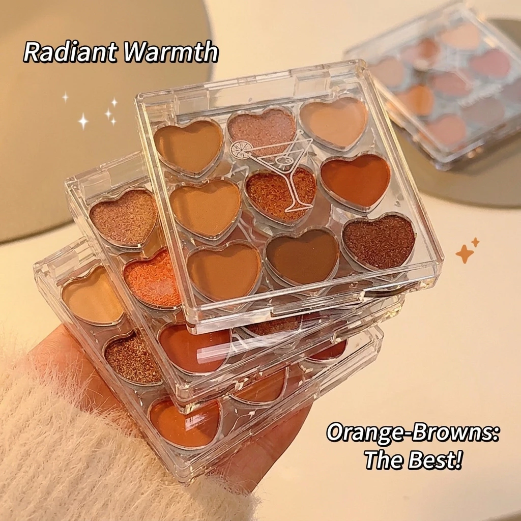 GROSIR 12 Pcs Eyeshadow Palette 9 Warna Heart Matte Shimmer Glitter Tahan Lama Earth Tone 257 5176 - Gambar 2