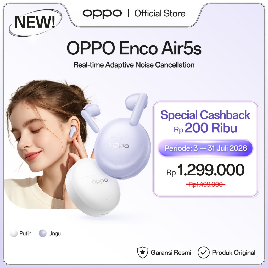 [NEW] OPPO Enco Air5s [Voice-Canceling System, Airy 3.9gr Fit, Triple-Mic AI Clear Call]