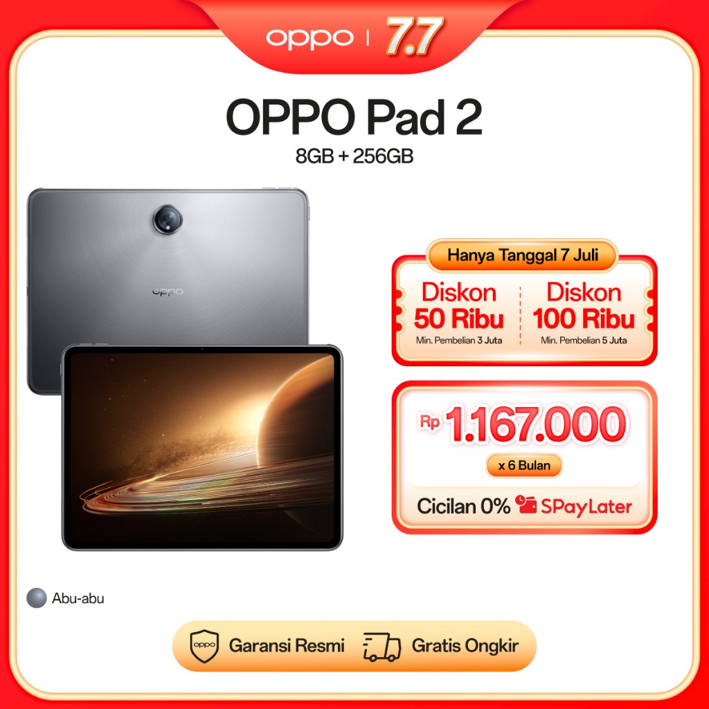 OPPO Pad 2 8GB/256GB [67W SUPERVOOC 9510mAh, 11.61 inch ReadFit Screen, 144Hz Refresh Rate, Dolby Atmos Speaker]