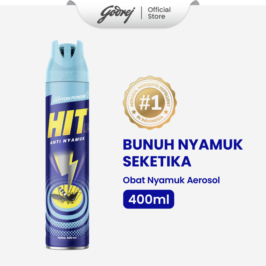HIT Aerosol Cotton Powder 400ml - Obat Nyamuk - Bunuh Nyamuk Penyebab Demam Berdarah (DBD)