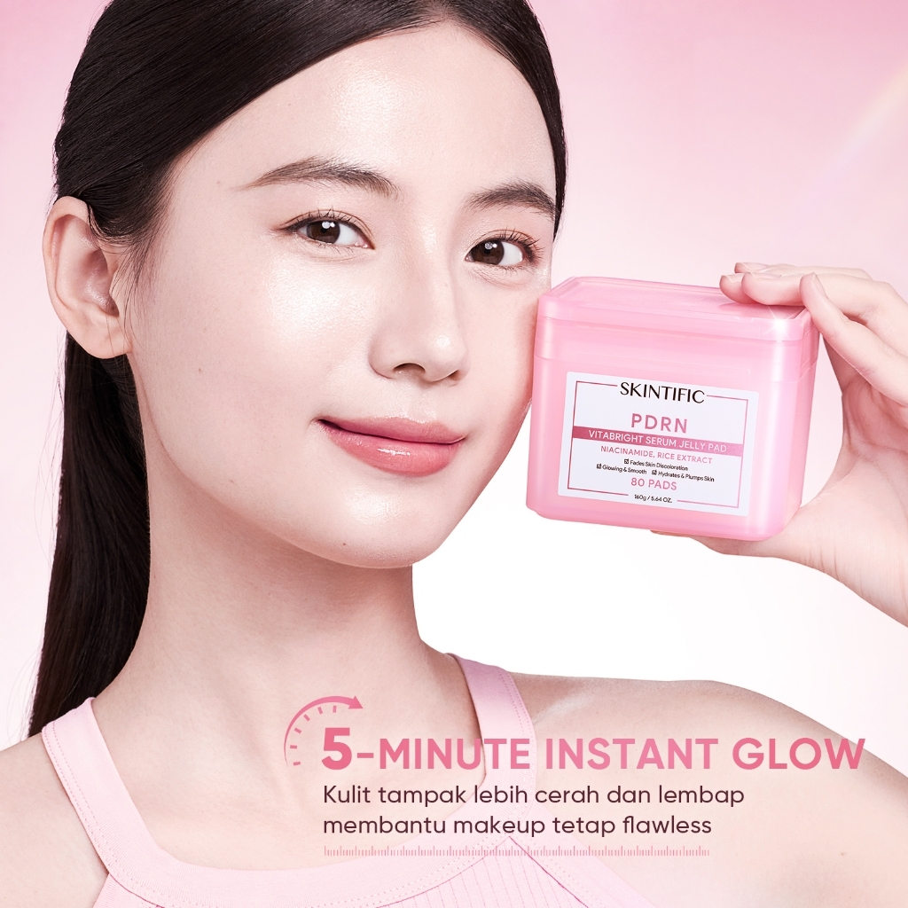 [NEW LAUNCH]SKINTIFIC - Glowing Glass Skin Set / PDRN Vitabright Serum Jelly Pad 80sheets&Cover Glow Perfect Pink Cushion Antioxidation Dewy Flawless Oil-Control Brightening Hydrating Radiant masker komedo dan pori Foundation skin tint bb cream - Gambar 2