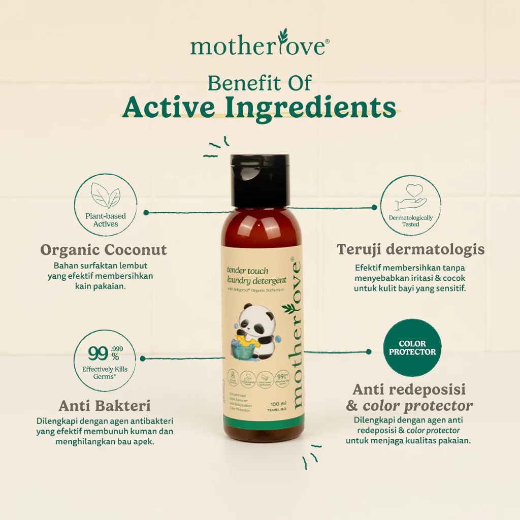 Motherlove Laundry Detergent - Deterjen No SLS SLES Anti Iritasi Aman untuk Bayi dan Anak - Travel Size 100 ml - Gambar 4