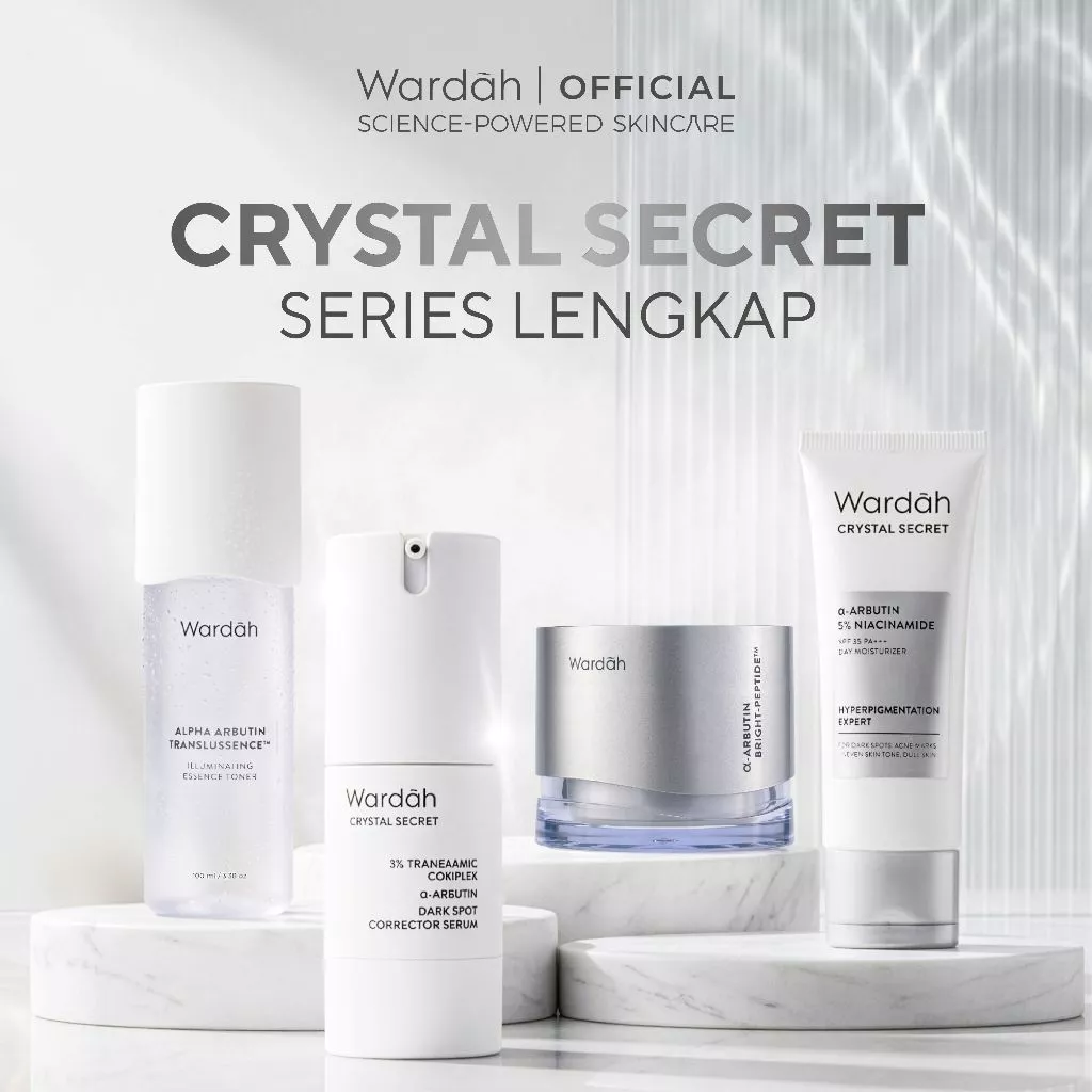 WARDAH Crystal Secret All Series Lengkap - Menyamarkan Flek dan Bekas Jerawat, Perawatan Kulit Wajah Sebening Kristal, Skin Barrier, Dark Spot Corrector - Cleanser, Toner, Serum, Day & Night Moisturizer, Radiance Serum Mask - Skincare - Gambar 2