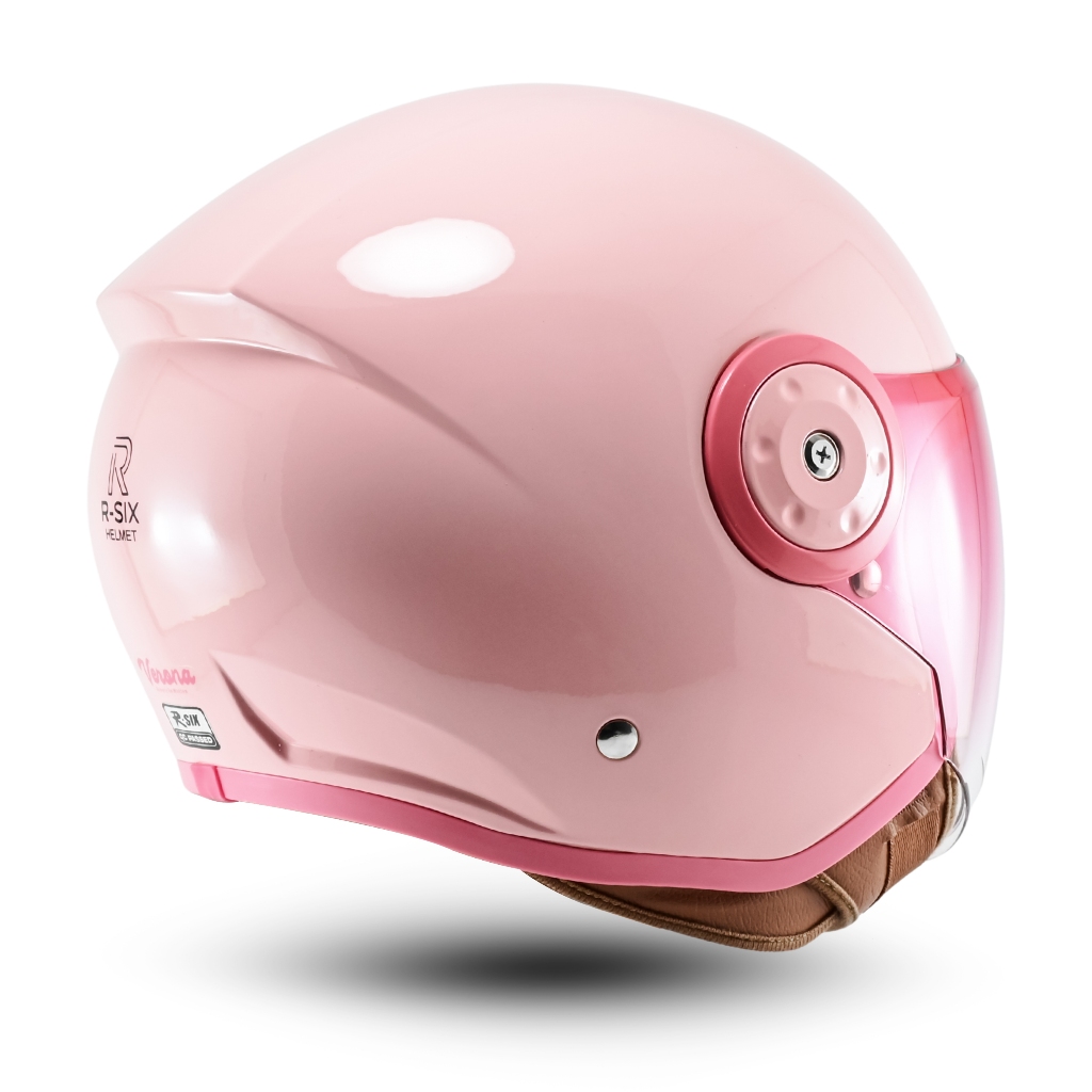 Helm RSIX Half Face Cewek Cowok Terbaru 2026 Verona Milenial Pink Kaca Gradasi - Gambar 3