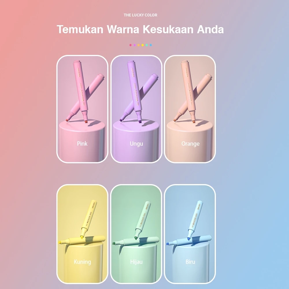 Deli x Cicimaksan Highlighter Macaroon 6 Warna Desain Segitiga Nyaman, Warna Halus, Ideal untuk Pelajar S605 - Gambar 3