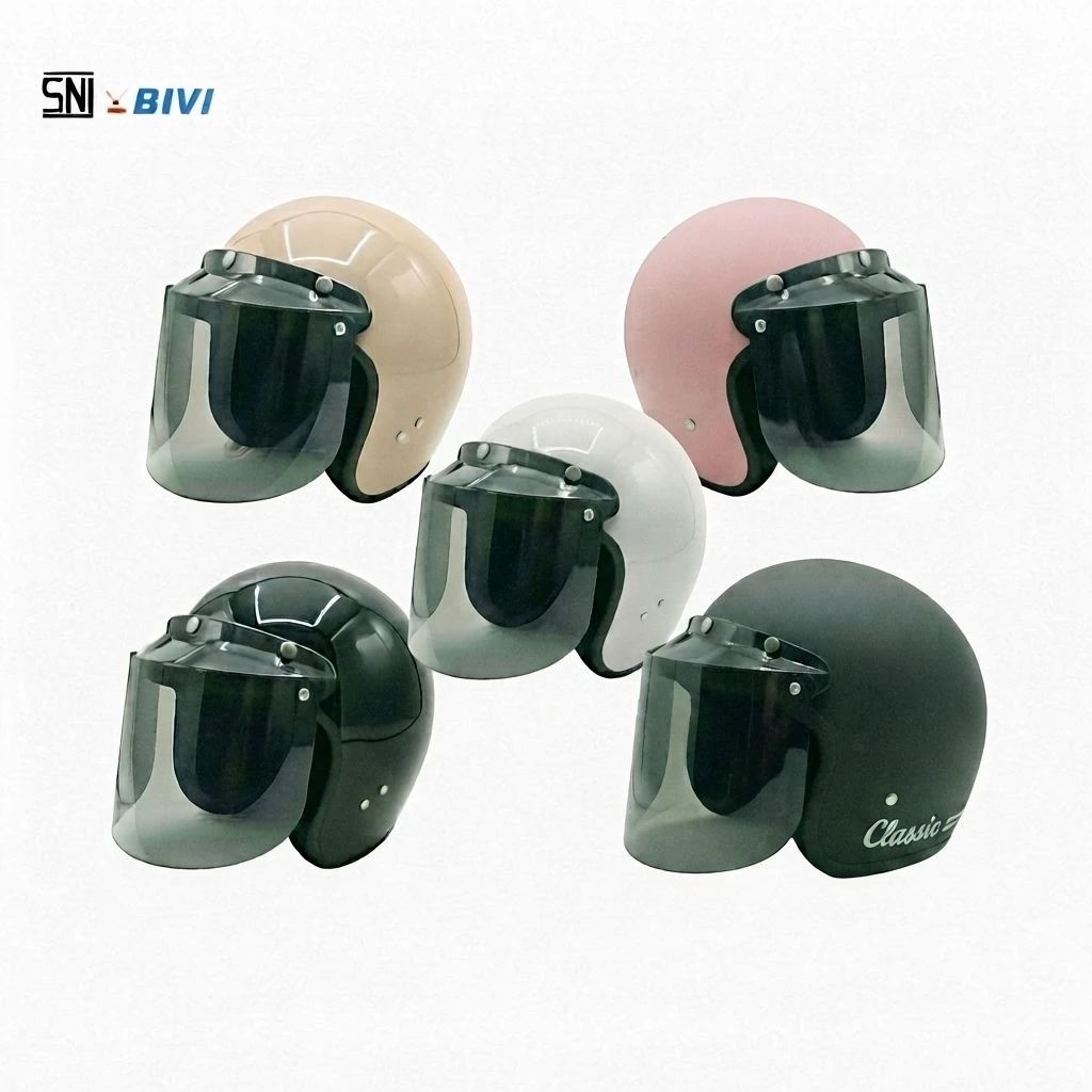 HELM Bogo Bivi Classic Retro SNI Half Face Pria Wanita dan Dewasa Remaja Desain Retro Nyama Dan Aman