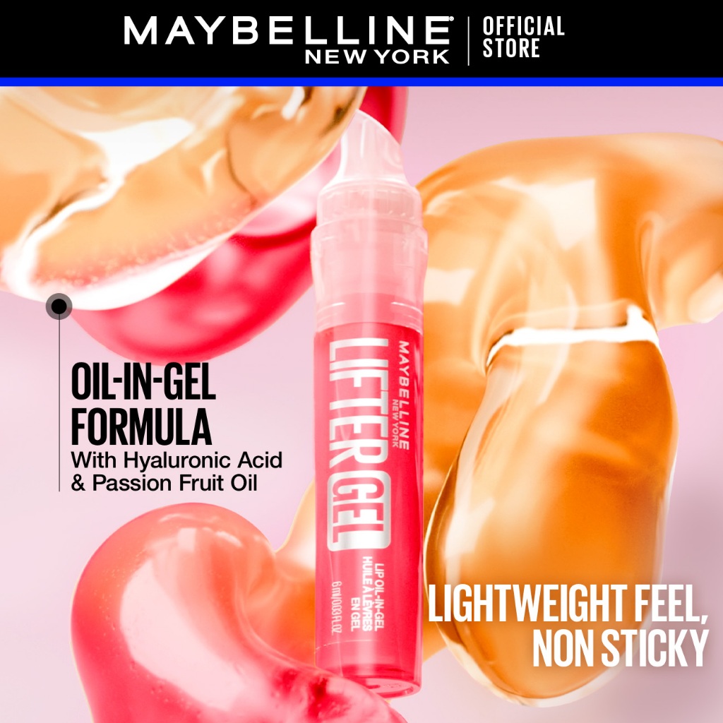 [ONLINE EXCLUSIVE] MAYBELLINE OFFICIAL LIFTER GEL LIP OIL GEL GLOSS 24H HYDRATION GLASSY BOUNCY SHINE 3D PLUMP LIPS NON-STICKY GLOSSY SOFTER LIPS 6 SCENTED SHADES - Gambar 4