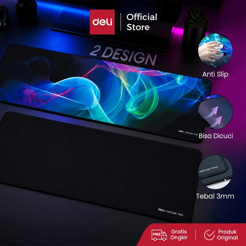 Deli Desk Pad Computer Ukuran 70x30 cm Black / Gaming ET686X