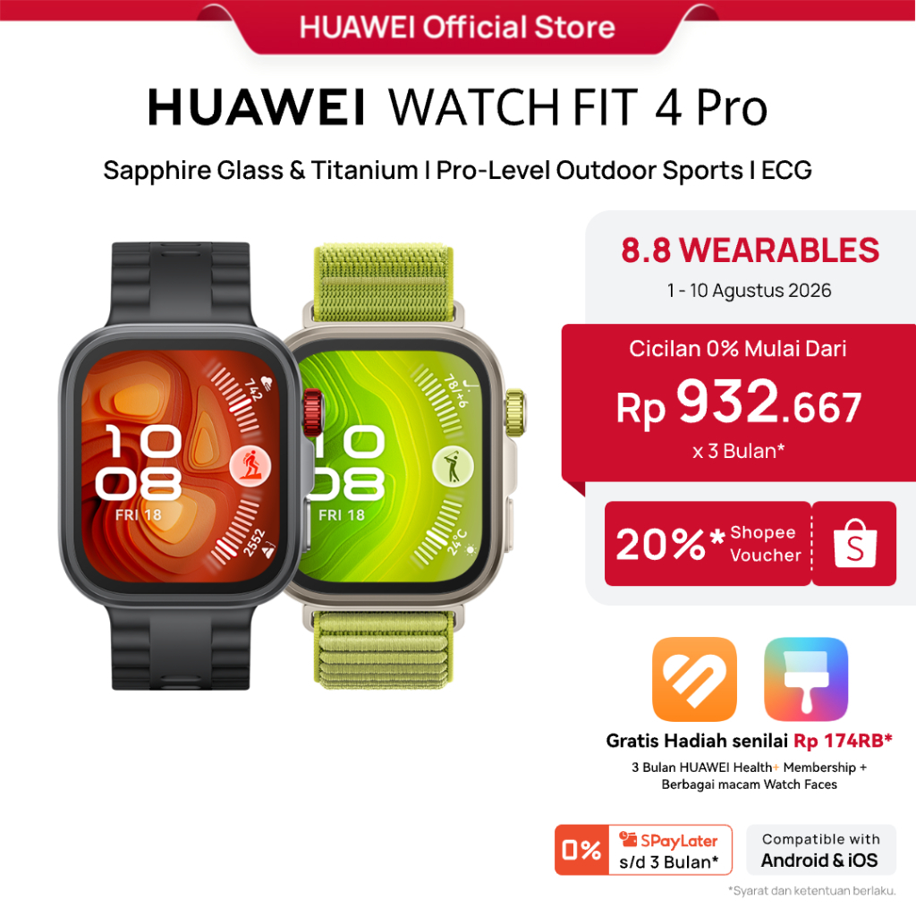 [8.8 s/d 20%*] HUAWEI WATCH FIT 4 Pro / Sapphire Glass & Titanium / Pro-Level Outdoor Sports / ECG / 10-Day Battery Life